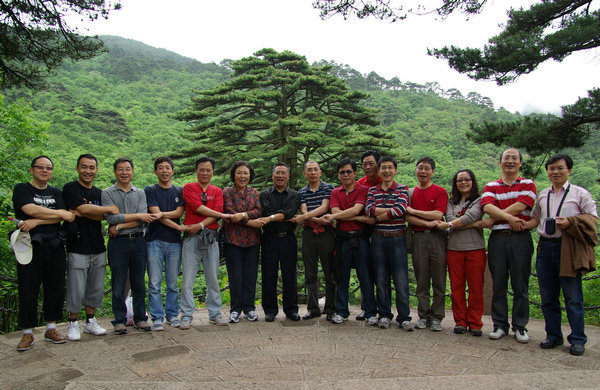 党员在黄山“团结松”前